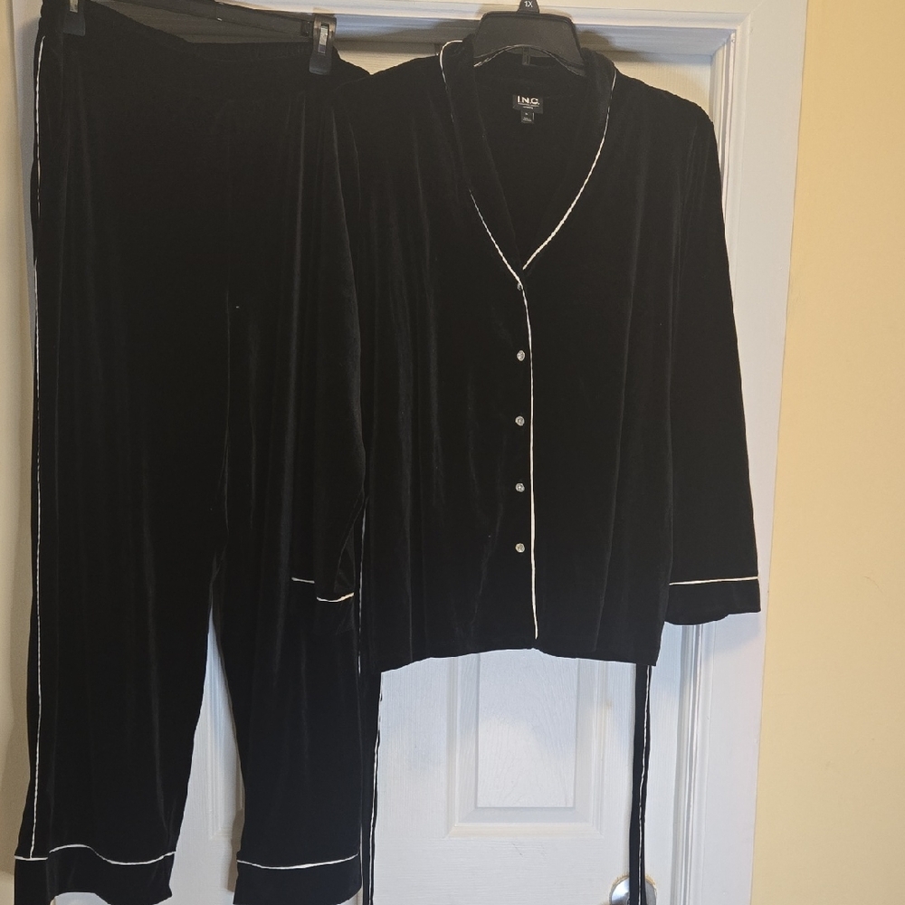 INC Black Velvet Pajama Set